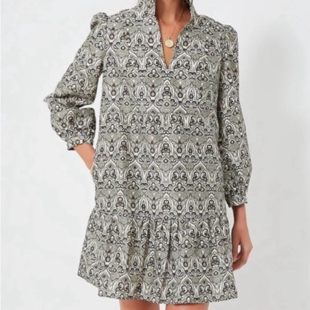 Tuckernuck Palmerston Drop Waist Swing Dress Sicilian Stained Glass print XL